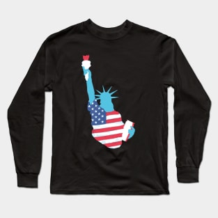 Statue of Liberty with USA Flag Long Sleeve T-Shirt